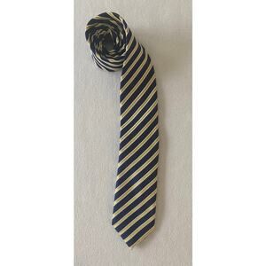 Donald Trump Blue Tie Signature Gold Bar Collection Silk & Vertical Striped EUC